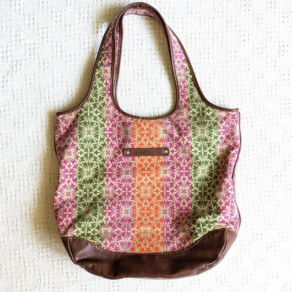 Tommy Hilfiger Floral Canvas Faux Leather Pool Beach Tote Shoulder Bag